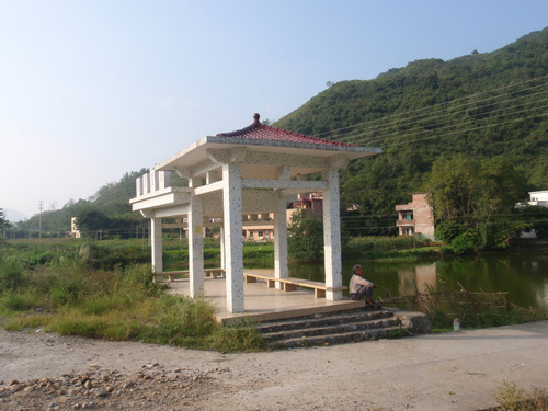 A bus stop.